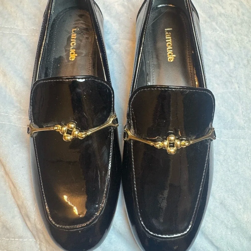 Larroudé‎ Katherine Black Patent Loafers Size 6